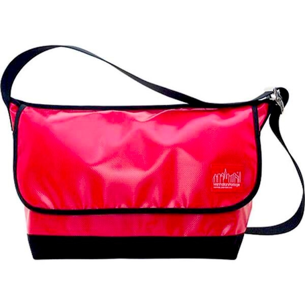 Manhattan Portage Red Large PVC Vinyl Vintage Courier Bag